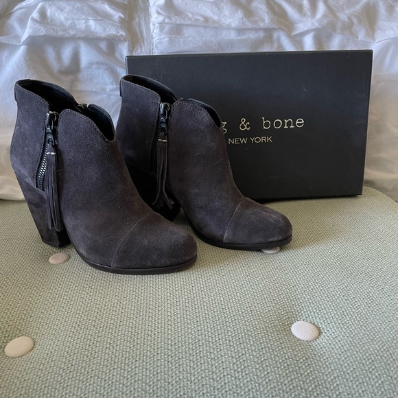 Rag & Bone suede Margot fringe booties in gray - Picture 2 of 7